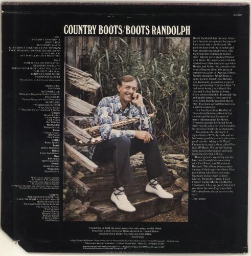 Boots Randolph Country Boots vinyl LP album (LP record) US RFBLPCO700641