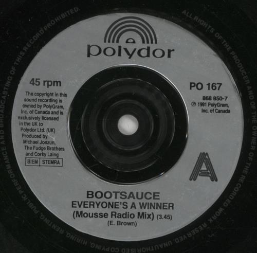 Bootsauce Everyone's A Winner [Remix] 7" vinyl single (7 inch record / 45) UK 6ZZ07EV882384
