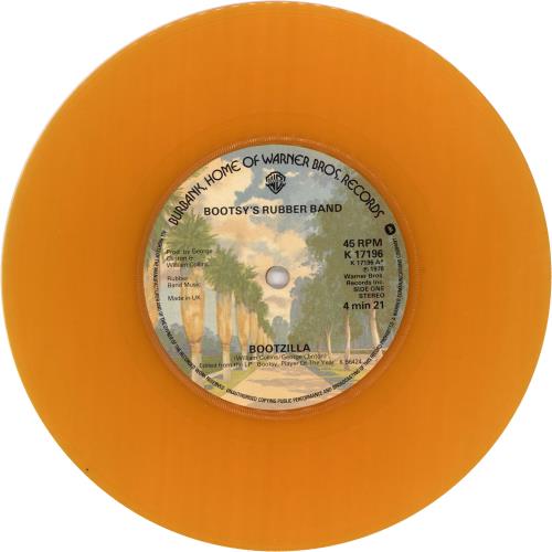 Bootsy Collins Bootzilla - Orange Vinyl 7" vinyl single (7 inch record / 45) UK OOY07BO591802