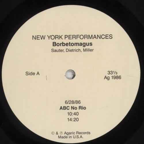 Borbetomagus New York Performances vinyl LP album (LP record) US Q49LPNE851026