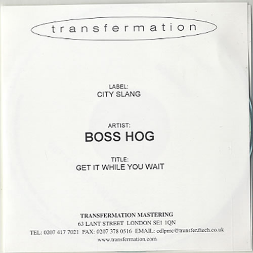 Boss Hog Get It While You Wait CD-R acetate UK HOGCRGE160352