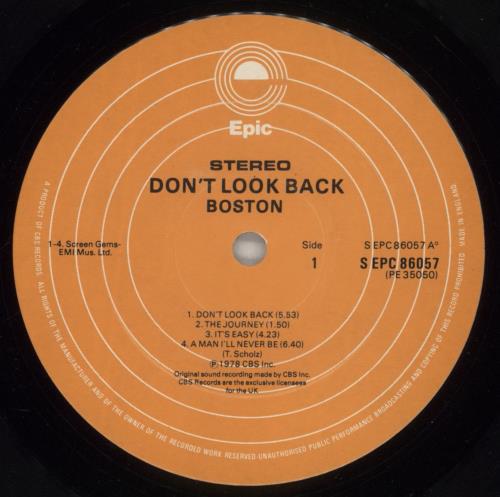 Boston Don't Look Back - Stickered vinyl LP album (LP record) UK BOSLPDO284601