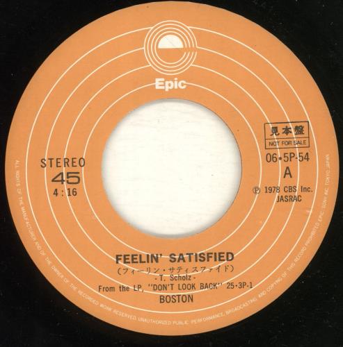 Boston Feelin' Satisfied 7" vinyl single (7 inch record / 45) Japanese BOS07FE698027