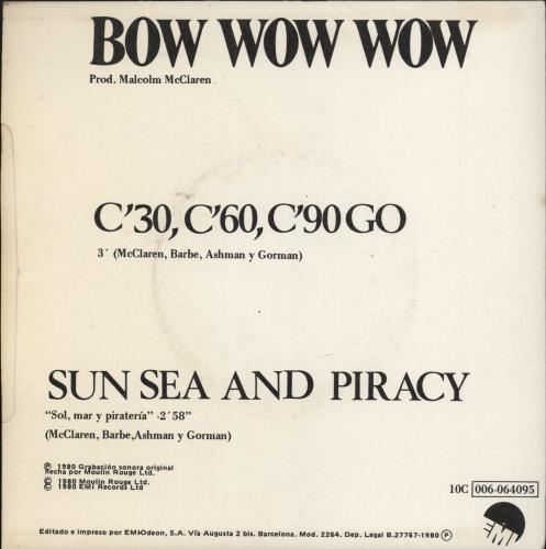 Bow Wow Wow C'30, C'60, C'90 Go 7" vinyl single (7 inch record / 45) Spanish BWW07CC770452