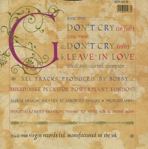 Boy George Don't Cry 12" vinyl single (12 inch record / Maxi-single) UK BOY12DO60115