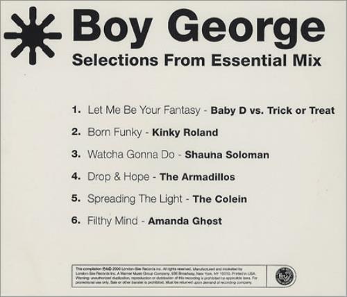 Boy George Selections From Essential Mix CD single (CD5 / 5") US BOYC5SE380726