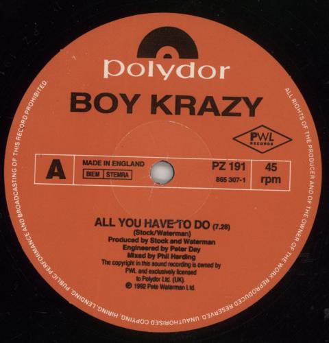 Boy Krazy All You Have To Do 12" vinyl single (12 inch record / Maxi-single) UK BKR12AL72034