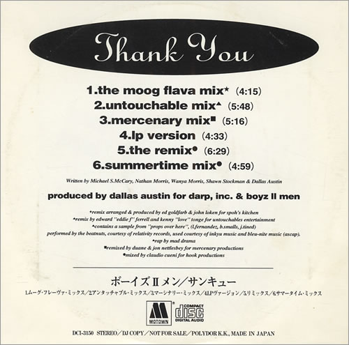 Boyz II Men Thank You CD single (CD5 / 5") Japanese BTMC5TH430270