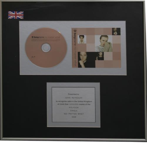 Boyzone No Matter What in-house award disc UK BYZAINO543535