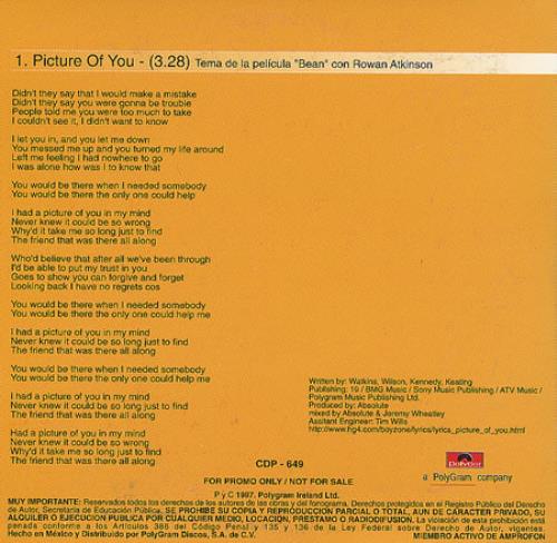 Boyzone Picture Of You CD single (CD5 / 5") Mexican BYZC5PI95699