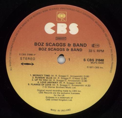 Boz Scaggs Boz Scaggs & Band - Sunburst vinyl LP album (LP record) UK BOZLPBO480937