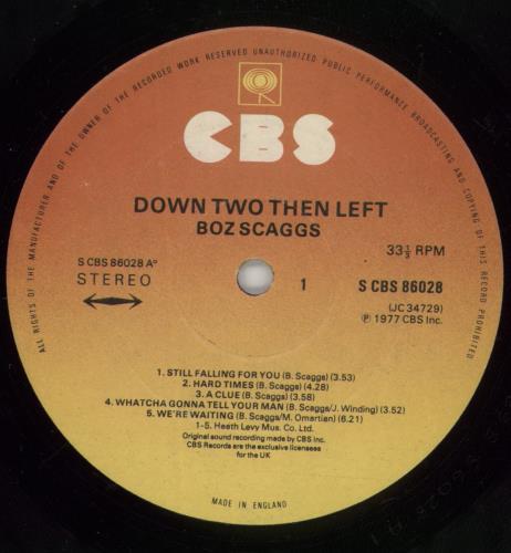 Boz Scaggs Down Two Then Left vinyl LP album (LP record) UK BOZLPDO304388