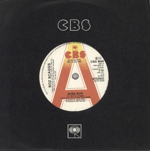 Boz Scaggs Miss Sun 7" vinyl single (7 inch record / 45) UK BOZ07MI731889