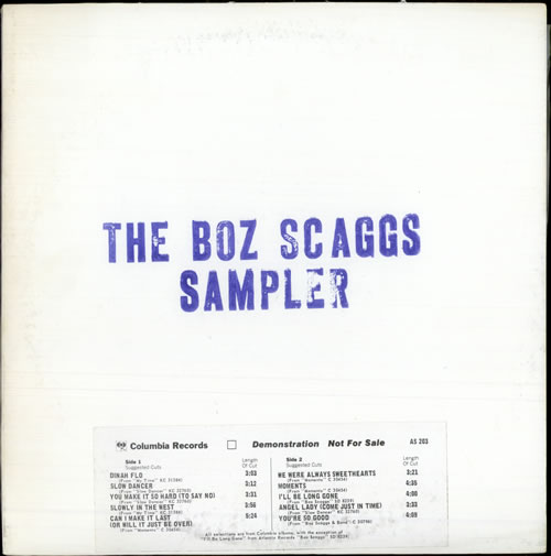 Boz Scaggs The Boz Scaggs Sampler vinyl LP album (LP record) US BOZLPTH504252
