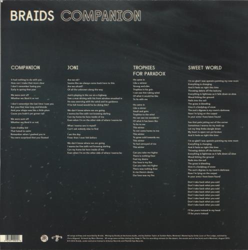 Braids Companion 12" vinyl single (12 inch record / Maxi-single) Canadian 4WA12CO866070