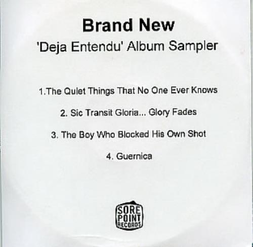Brand New Deja Entendu - Album Sampler CD-R acetate UK BNUCRDE291869