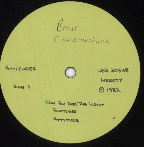 Brass Construction Attitudes - Test Pressing vinyl LP album (LP record) UK B/CLPAT733248
