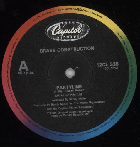 Brass Construction Partyline 12" vinyl single (12 inch record / Maxi-single) UK B/C12PA882077