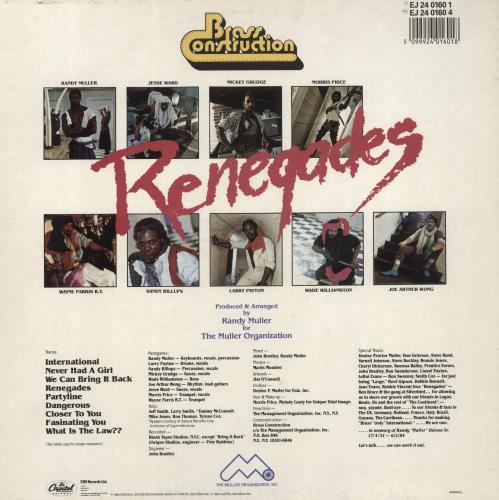 Brass Construction Renegades vinyl LP album (LP record) UK B/CLPRE392460