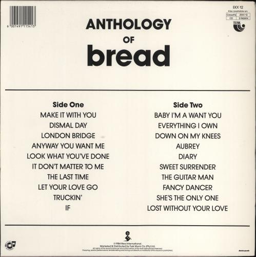 Bread Anthology Of Bread vinyl LP album (LP record) South African RDBLPAN778458