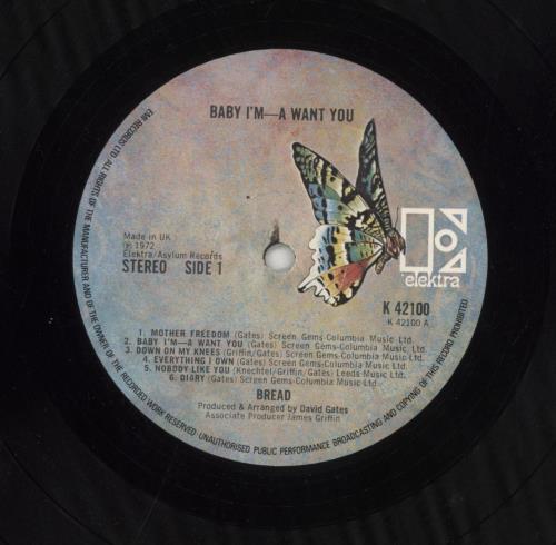 Bread Baby I'm-A Want You vinyl LP album (LP record) US RDBLPBA779791
