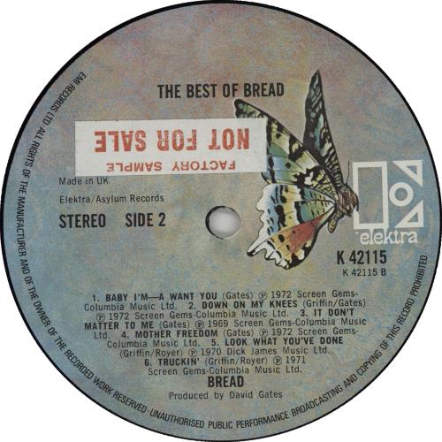 Bread The Best Of Bread - Factory Sample vinyl LP album (LP record) UK RDBLPTH658304