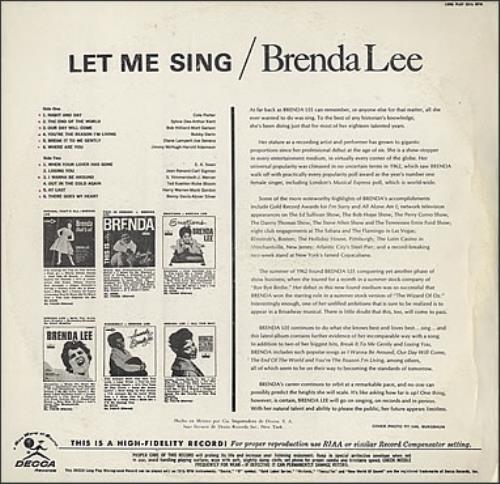 Brenda Lee Let Me Sing vinyl LP album (LP record) Mexican B-LLPLE376607