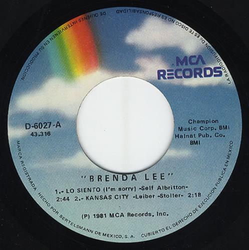 Brenda Lee Lo Siento - I'm Sorry 7" vinyl single (7 inch record / 45) Mexican B-L07LO237023