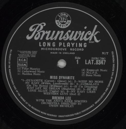 Brenda Lee Miss Dynamite - Label Variant vinyl LP album (LP record) UK B-LLPMI875852