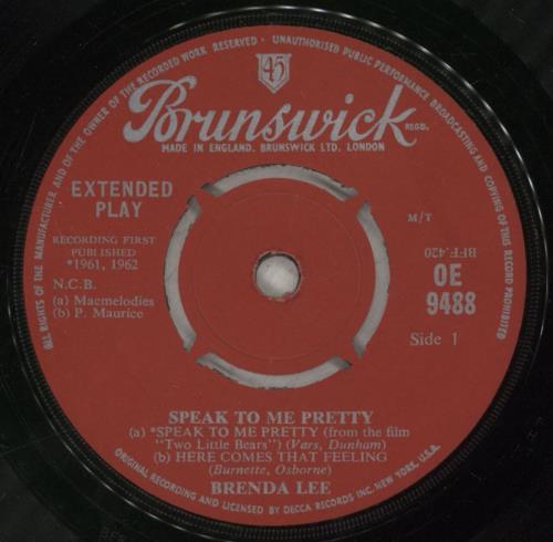 Brenda Lee Speak To Me Pretty EP - EX 7" vinyl single (7 inch record / 45) UK B-L07SP712965