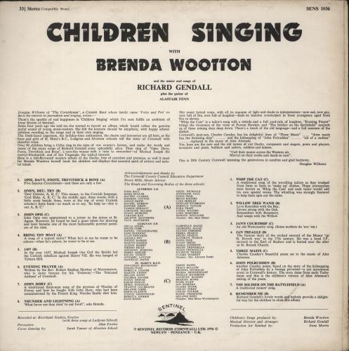 Brenda Wootton & Richard Gendall Children Singing vinyl LP album (LP record) UK E5ILPCH880651