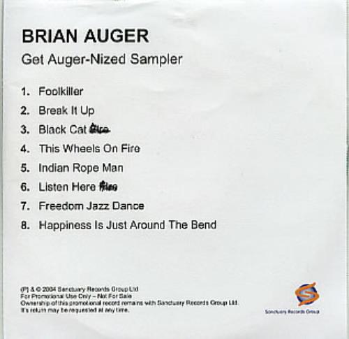 Brian Auger Get Auger-Nized Sampler CD-R acetate UK AUGCRGE286848