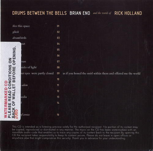 Brian Eno Drums Between The Bells CD-R acetate UK ENOCRDR547769