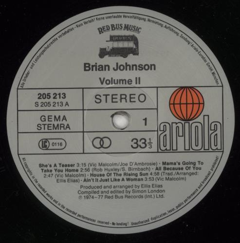 Brian Johnson Strange Man vinyl LP album (LP record) German BJSLPST871676
