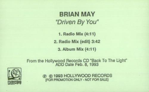 Brian May Driven By You cassette single US MAYCSDR530271