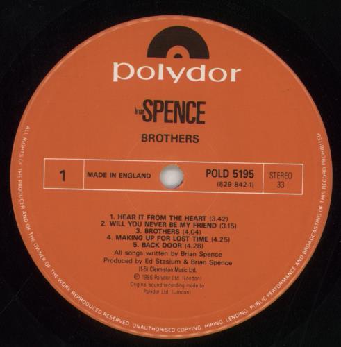 Brian Spence Brothers vinyl LP album (LP record) UK B3ILPBR850463