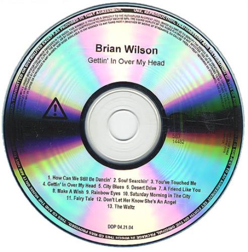 Brian Wilson Gettin' In Over My Head CD-R acetate US BWICRGE407309