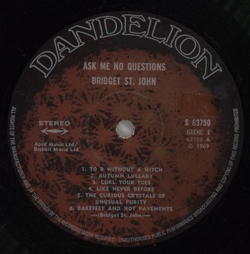 Bridget St John Ask Me No Questions - VG vinyl LP album (LP record) UK BSJLPAS875937