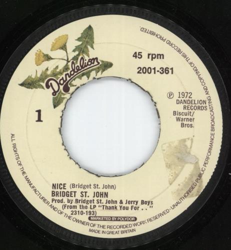 Bridget St John Nice 7" vinyl single (7 inch record / 45) UK BSJ07NI866567