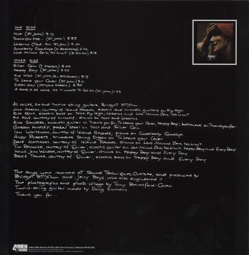 Bridget St John Thank You For... vinyl LP album (LP record) US BSJLPTH750980