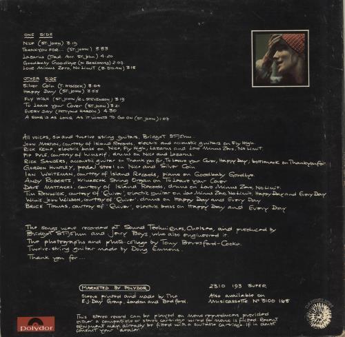 Bridget St John Thank You For... vinyl LP album (LP record) UK BSJLPTH89922