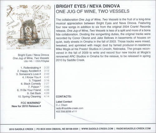 Bright Eyes One Jug Of Wine, Two Vessels CD-R acetate US B/ECRON507124