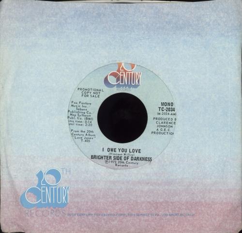 Brighter Side Of Darkness I Owe You Love Us Promo 7 Vinyl Single 7 Inch Record 705373 Something to remember you by. eil com