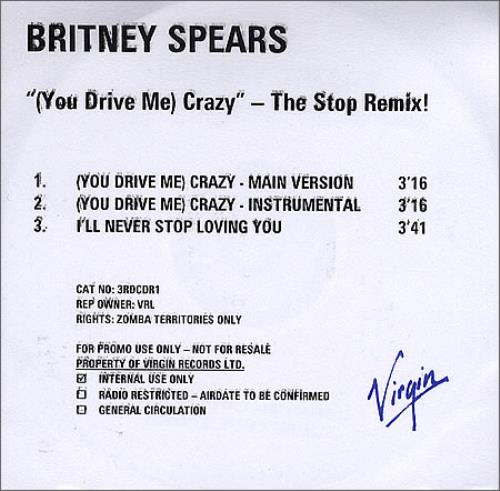 Britney Spears (You Drive Me) Crazy - The Stop Remix! CD-R acetate UK BTPCRYO365706