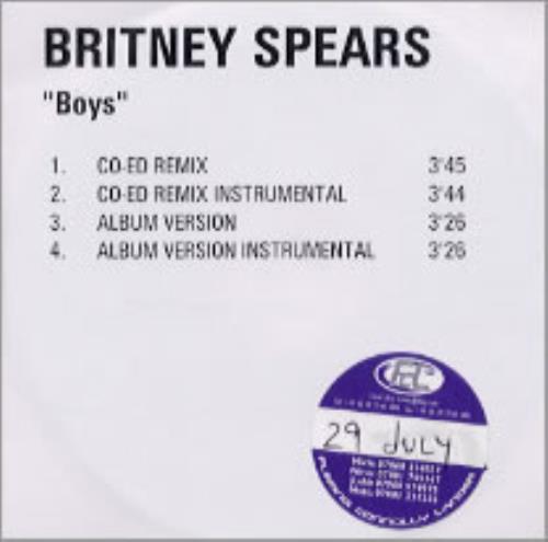 Britney Spears Boys CD-R acetate UK BTPCRBO222984