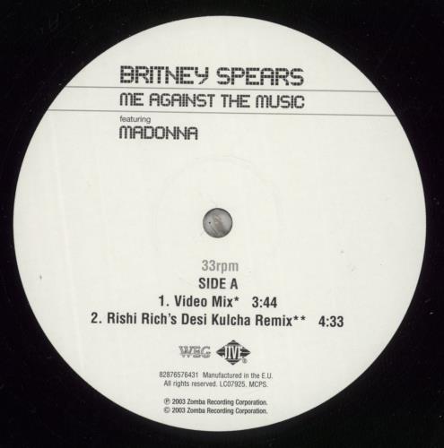 Britney Spears Me Against The Music 12" vinyl single (12 inch record / Maxi-single) UK BTP12ME262215