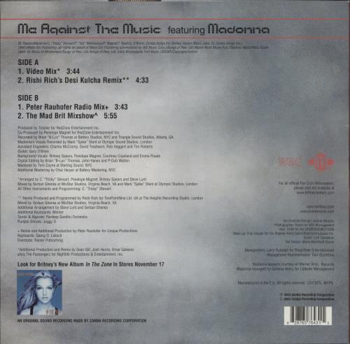 Britney Spears Me Against The Music 12" vinyl single (12 inch record / Maxi-single) UK BTP12ME262215