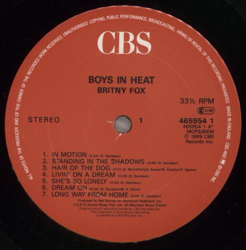 Britny Fox Boys In Heat vinyl LP album (LP record) UK BRXLPBO500901