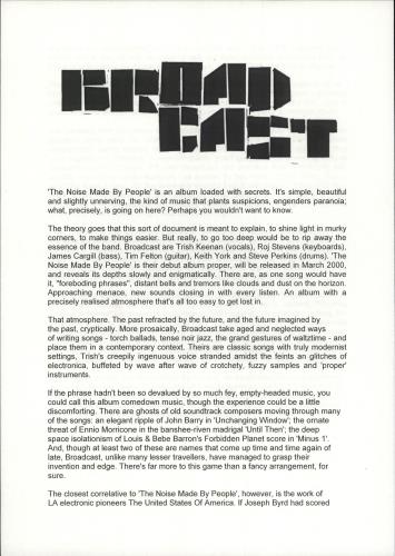 Broadcast The Noise Made By People - Promo vinyl LP album (LP record) UK A.TLPTH734493