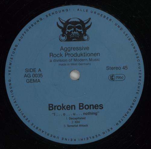 Broken Bones I . . O . . U . . . . Nothing 12" vinyl single (12 inch record / Maxi-single) German E6612IO881109